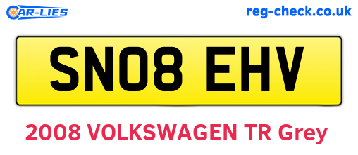 SN08EHV are the vehicle registration plates.