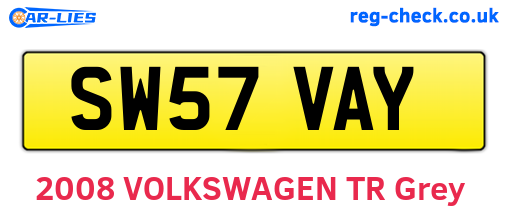 SW57VAY are the vehicle registration plates.