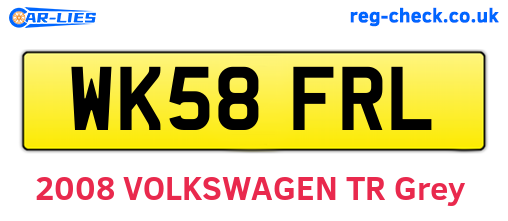 WK58FRL are the vehicle registration plates.