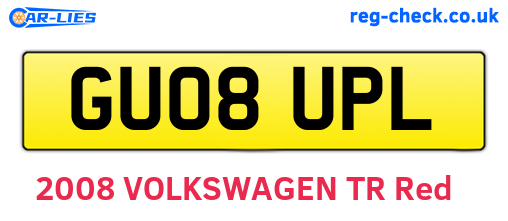 GU08UPL are the vehicle registration plates.