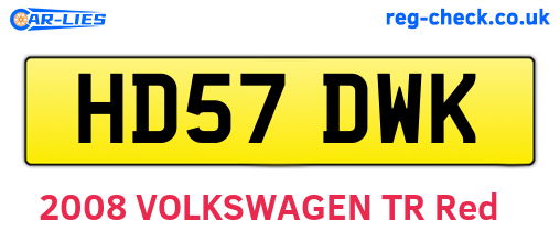 HD57DWK are the vehicle registration plates.