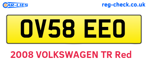 OV58EEO are the vehicle registration plates.