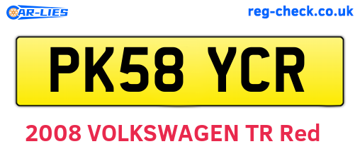 PK58YCR are the vehicle registration plates.