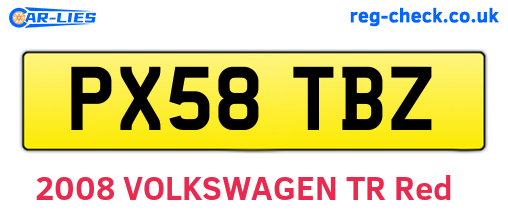PX58TBZ are the vehicle registration plates.