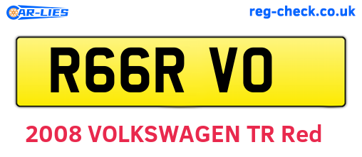 R66RVO are the vehicle registration plates.