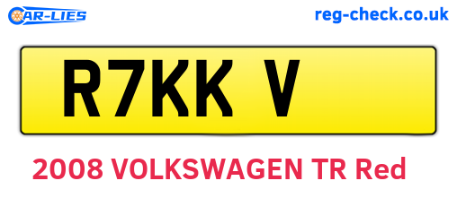 R7KKV are the vehicle registration plates.