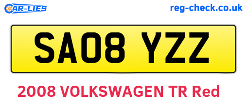 SA08YZZ are the vehicle registration plates.