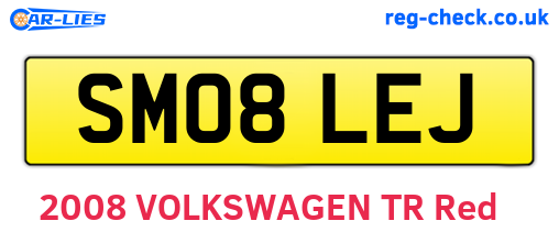 SM08LEJ are the vehicle registration plates.