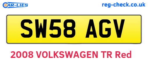 SW58AGV are the vehicle registration plates.