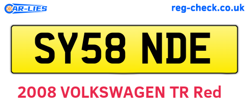 SY58NDE are the vehicle registration plates.