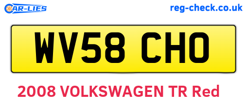 WV58CHO are the vehicle registration plates.