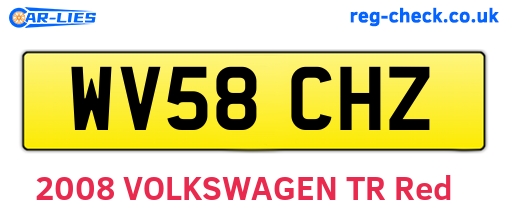 WV58CHZ are the vehicle registration plates.