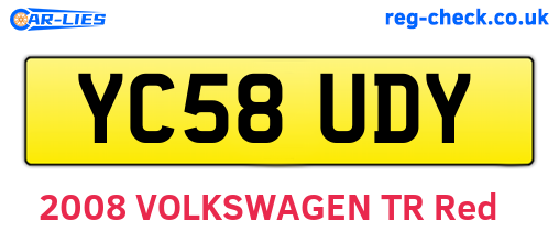 YC58UDY are the vehicle registration plates.