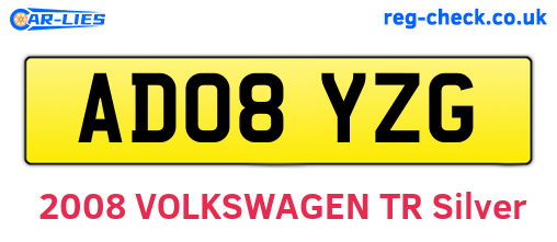 AD08YZG are the vehicle registration plates.