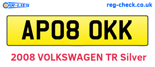 AP08OKK are the vehicle registration plates.