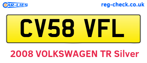 CV58VFL are the vehicle registration plates.
