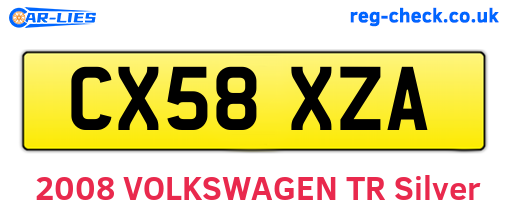CX58XZA are the vehicle registration plates.