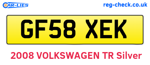 GF58XEK are the vehicle registration plates.