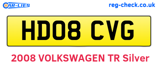 HD08CVG are the vehicle registration plates.
