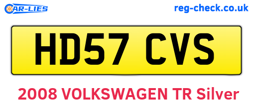 HD57CVS are the vehicle registration plates.