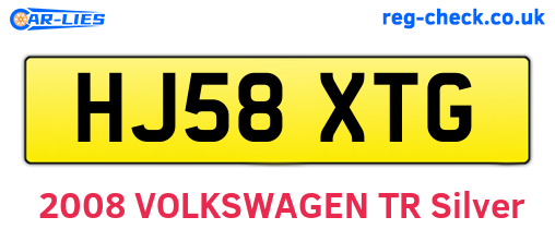 HJ58XTG are the vehicle registration plates.