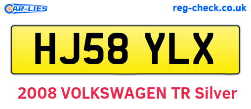 HJ58YLX are the vehicle registration plates.