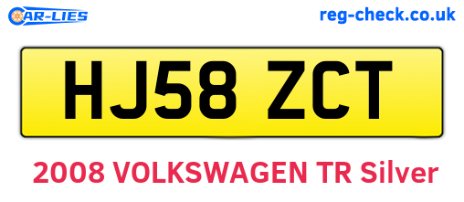 HJ58ZCT are the vehicle registration plates.
