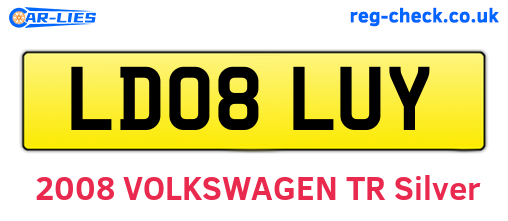 LD08LUY are the vehicle registration plates.