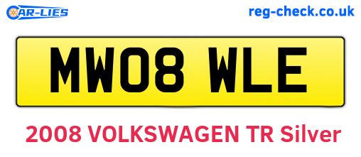 MW08WLE are the vehicle registration plates.