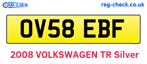 OV58EBF are the vehicle registration plates.