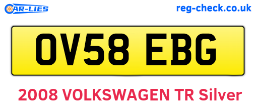OV58EBG are the vehicle registration plates.