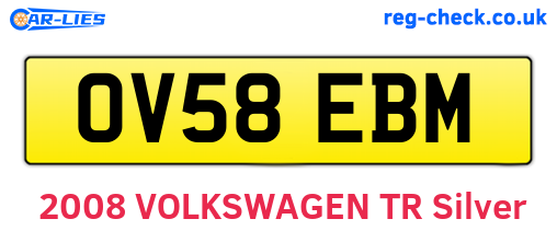 OV58EBM are the vehicle registration plates.