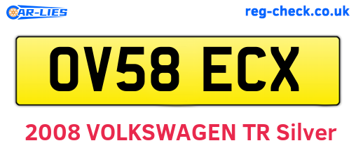 OV58ECX are the vehicle registration plates.