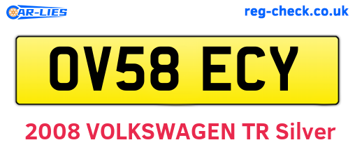 OV58ECY are the vehicle registration plates.