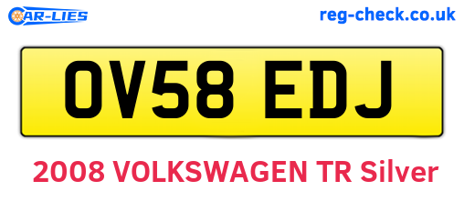 OV58EDJ are the vehicle registration plates.