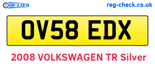 OV58EDX are the vehicle registration plates.