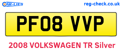 PF08VVP are the vehicle registration plates.