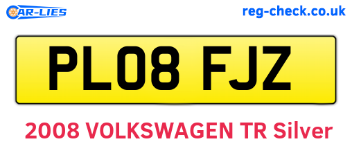 PL08FJZ are the vehicle registration plates.