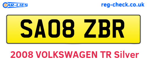 SA08ZBR are the vehicle registration plates.