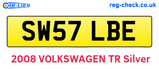 SW57LBE are the vehicle registration plates.