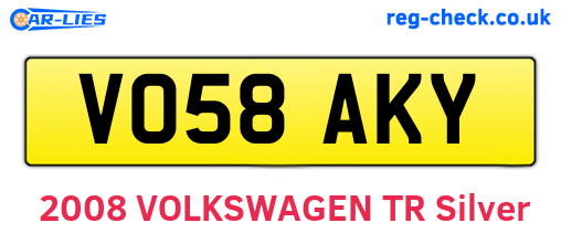 VO58AKY are the vehicle registration plates.
