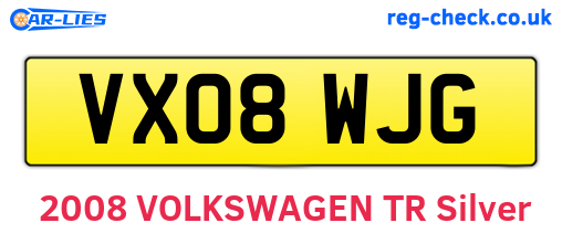 VX08WJG are the vehicle registration plates.