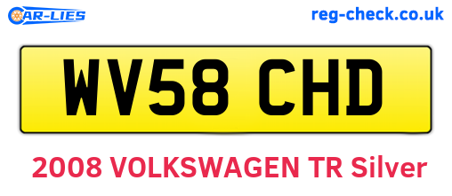 WV58CHD are the vehicle registration plates.