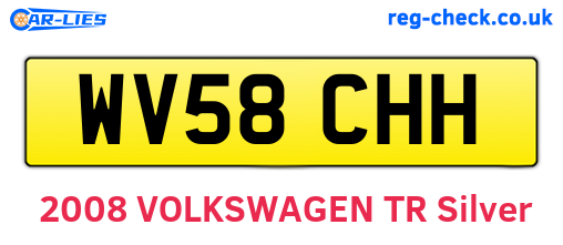 WV58CHH are the vehicle registration plates.