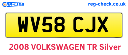 WV58CJX are the vehicle registration plates.