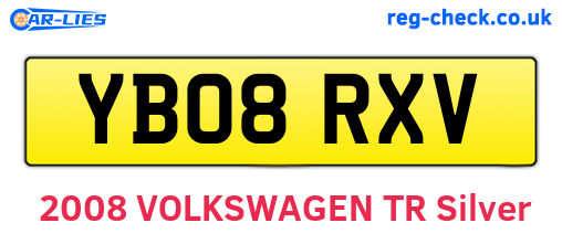 YB08RXV are the vehicle registration plates.