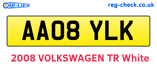 AA08YLK are the vehicle registration plates.
