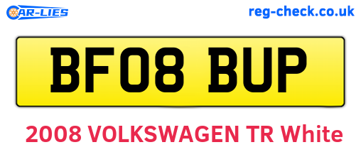 BF08BUP are the vehicle registration plates.