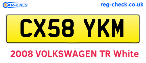CX58YKM are the vehicle registration plates.