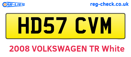 HD57CVM are the vehicle registration plates.